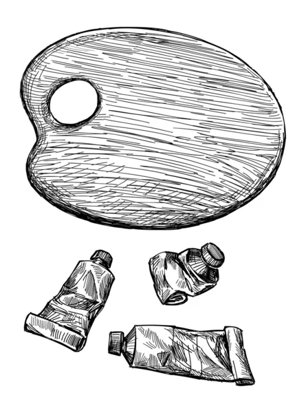 Palet en verf buizen — Stockvector