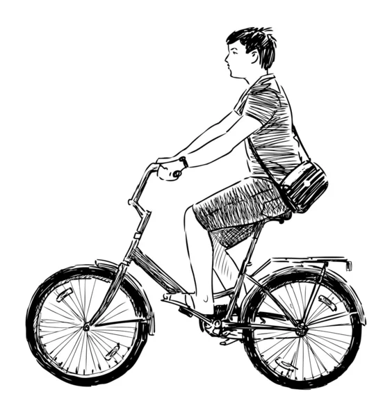 Băiat pe bicicletă — Vector de stoc