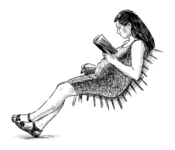 Femme avec livre — Image vectorielle