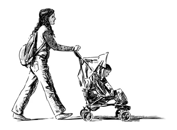 Молодая мать с ребенком — стоковый вектор