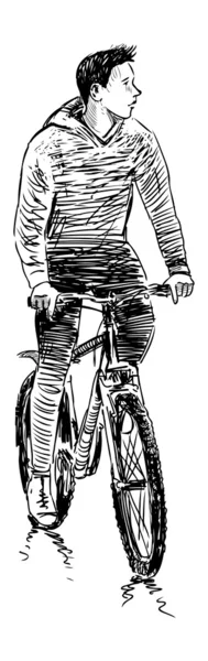 Mladý muž na kole — Stockový vektor