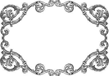 Çizimlerden dekoratif vintage çerçeve barok biçiminde dekoratif tasarım ögeleri