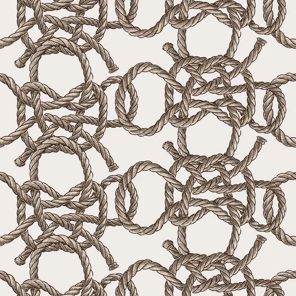 Seamless Pattern Sketches Sea Knots Rigging Rope — Stock vektor