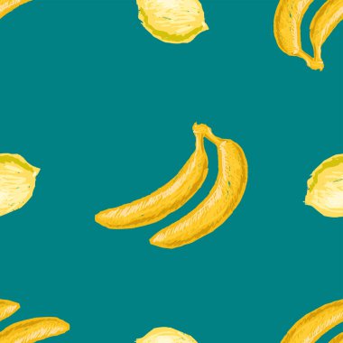  Sarı muz ve limonların kusursuz arka planı