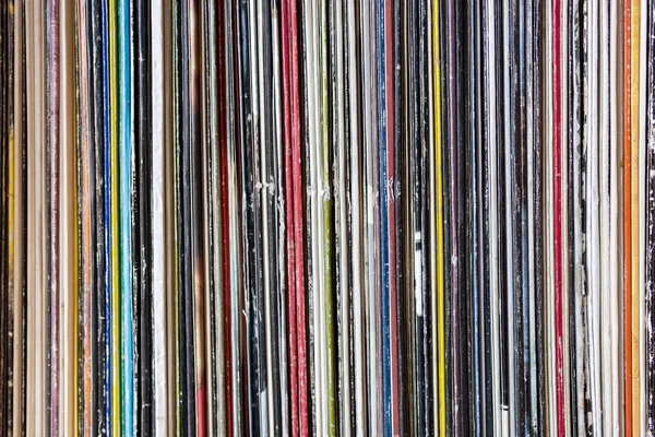 Coleção Discos Vinil Antigos Empilhados Detalhe Capa Álbum Conceito Música — Fotografia de Stock