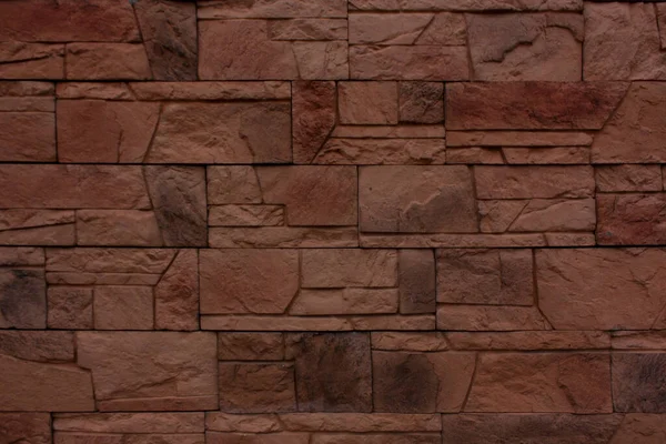 Donkerrode Muur Van Oude Stenen Close Brick Textuur Gemaakt Van — Stockfoto