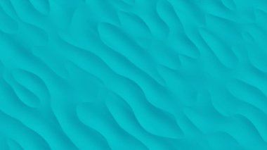 Çapraz kumullu turkuaz çöl. Pürüzsüz çizgiler ve şekillerle güzel bir soyutlama. Turkuaz doku ve arka plan. 3B resim.