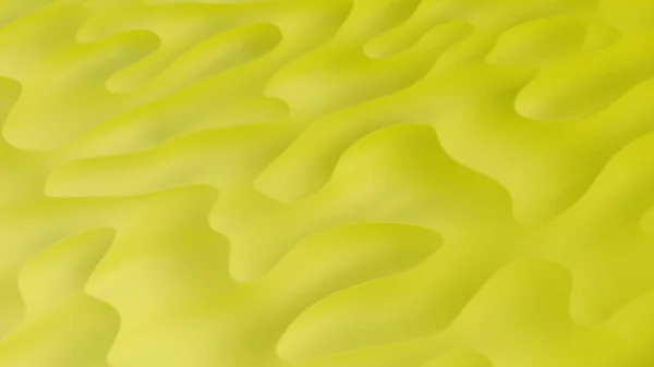 Pürüzsüz, dışbükey şekilli sarı soyutlama. Sıvı altının dokusu. Sarı arka plan. 3B resim.