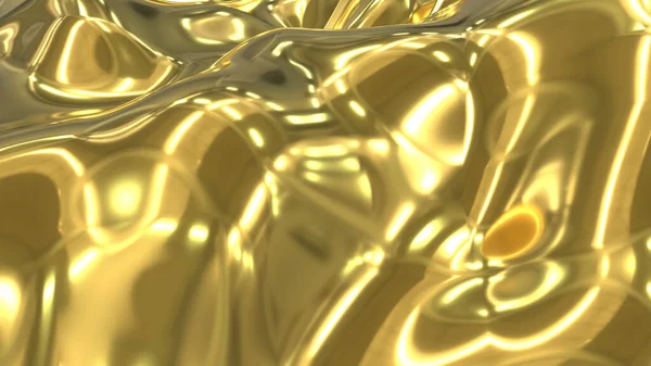 Stream Liquid Gold Yellow Background Wavy Golden Liquid Image Golden — Stockfoto