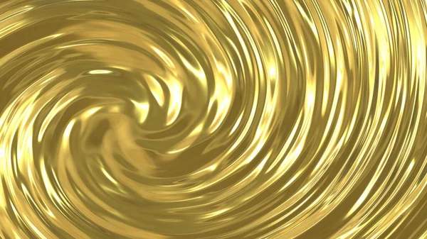 液态黄金 旋转的漩涡的金黄色质感集中在左边 带扭曲图案的金色背景 — 图库照片