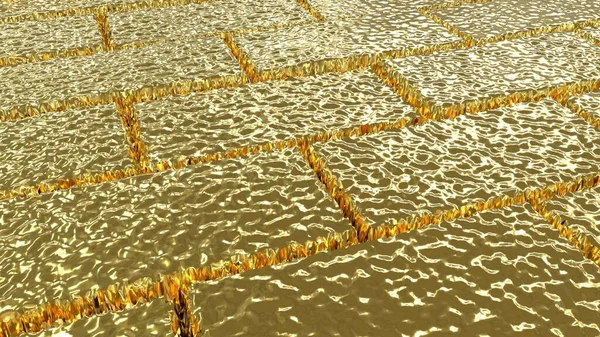 Texture Golden Brick Sun Glare Golden Background Brick Surface Deep — Fotografia de Stock