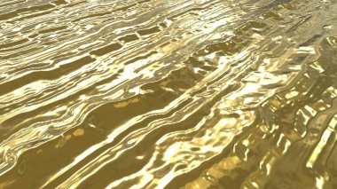 Golden smooth surface with convex irregularities. A yellow texture located in perspective. Golden background.
