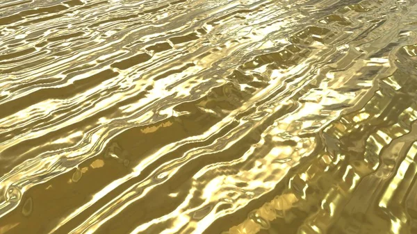 Golden smooth surface with convex irregularities. A yellow texture located in perspective. Golden background.