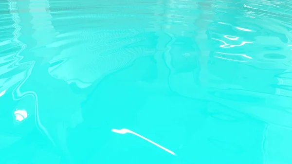 绿松石表面有白色的突出物和水上的圆圈 美丽的蓝绿色背景 具有波浪状纹理的液体表面 — 图库照片