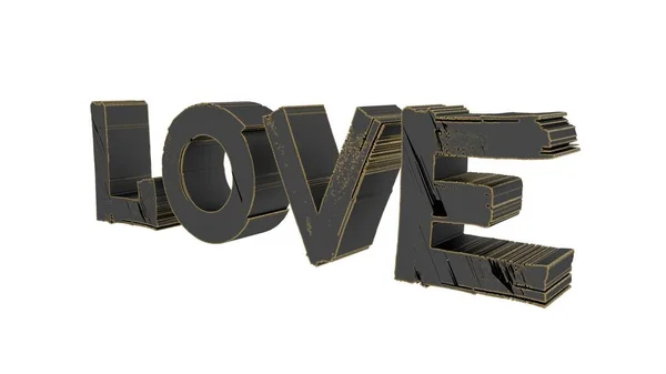 Miłość Napisana Metalowymi Literami Słowo Miłość Zapisane Przestrzeni Forma Perspektywy — Zdjęcie stockowe