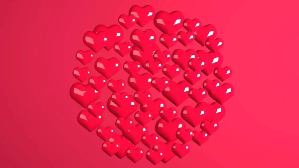 Поздравляю Днем Святого Валентина Красные Шарики Форме Червей Красном Фоне — стоковое фото