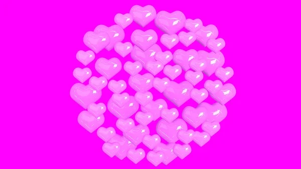 Gratuluję Walentynek Różowe Balony Kształcie Serc Różowym Tle Renderowanie — Zdjęcie stockowe