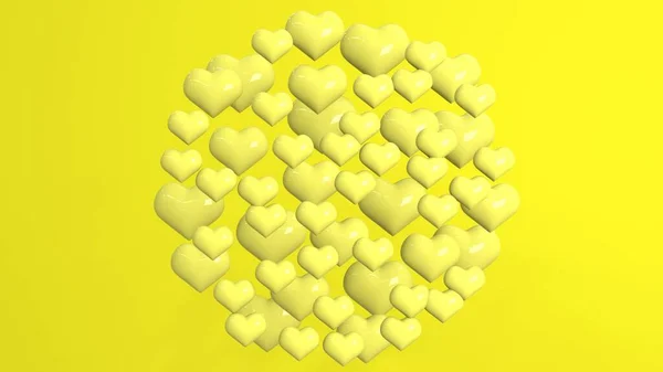 Gratuluję Walentynek Żółte Balony Kształcie Serc Żółtym Tle Renderowanie — Zdjęcie stockowe