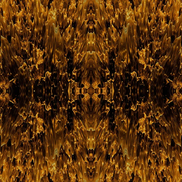 金の抽象化に液体金が交差する 鋭いピークと濃い黄色のシームレスミラーの背景 3D画像 — ストック写真