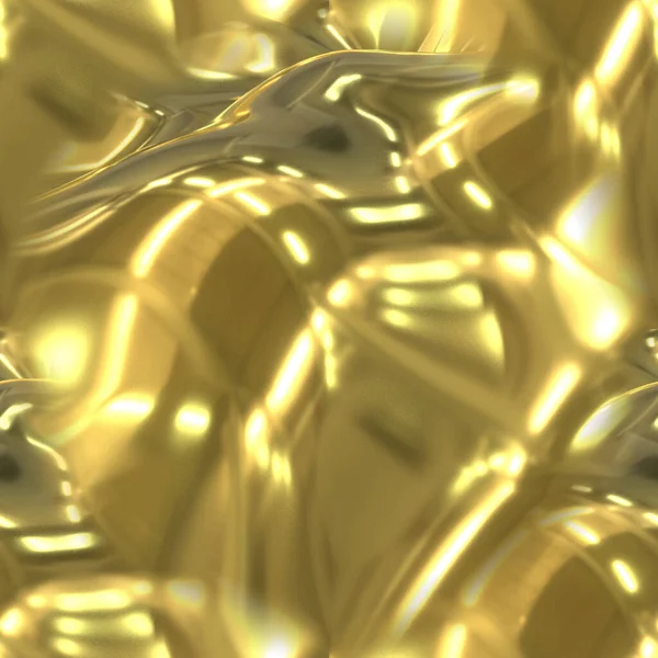 一条流动的黄金 黄色无缝背景 呈波浪状金色液体 带有金色纹理的3D图像 — 图库照片