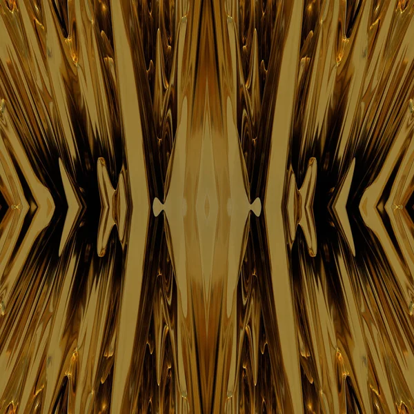 液体金の破片で暗い黄金の抽象化 3Dレンダリング ハイライトと濃い黄色のシームレスミラーの背景 黄金の鋭いピークの3D画像 — ストック写真