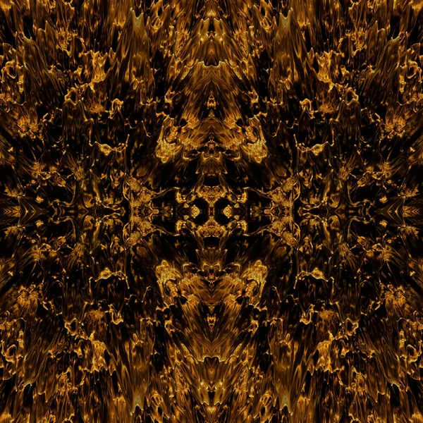 液体金の破片で暗い黄金の抽象化 鋭いピークと濃い黄色のシームレスミラーの背景 3D画像 — ストック写真