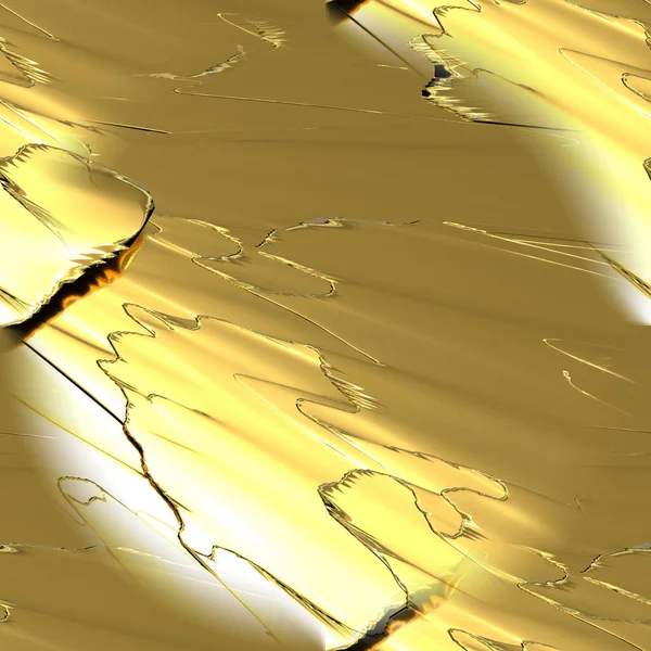 黄金无缝抽象 金色背景 金黄色质感的液体黄金 3D图像 — 图库照片