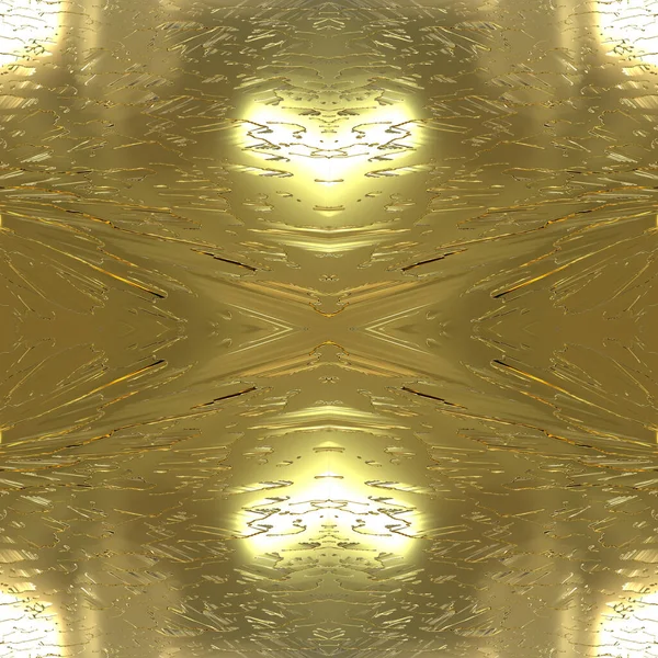 黄金の鏡の抽象化 亀裂と黄金のシームレスなテクスチャ 3D画像 — ストック写真