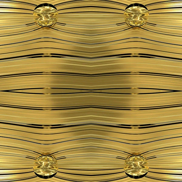 Золота Безшовна Дзеркальна Текстура Плавними Лініями Круглою Кулькою Жовтий Золотий — стокове фото