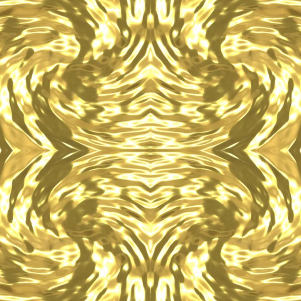 旋转涡旋的金镜无缝纹理 金色背景和扭曲的图案 液态黄金 — 图库照片