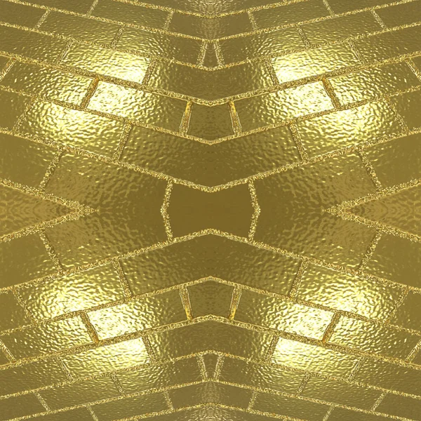 Güneş Parlayan Altın Tuğla Dokusu Altın Pürüzsüz Ayna Arka Planı — Stok fotoğraf