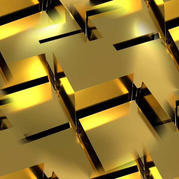 Goldene Nahtlose Textur Mit Würfeln Unterschiedlicher Größe Zufällig Angeordnete Geometrische — Stockfoto