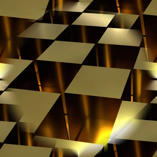Zlatá Bezešvá Textura Kostkami Geometrické Tvary Tvoří Krásné Zlaté Pozadí — Stock fotografie