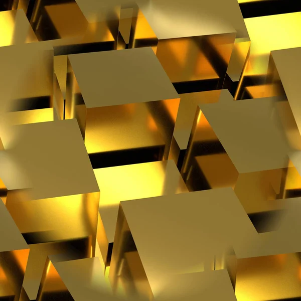 Zlatá Bezešvá Textura Kostkami Geometrické Tvary Tvoří Krásné Zlaté Pozadí — Stock fotografie