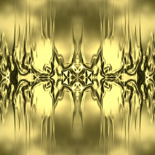 太陽のまぶしさと火の黄金の質感 ミラーパターンを持つ黄色のシームレスな背景 3D画像 — ストック写真