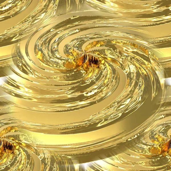 天の川銀河 センターと渦巻く渦の黄金のシームレスなテクスチャ ねじれたパターンの金の背景 — ストック写真