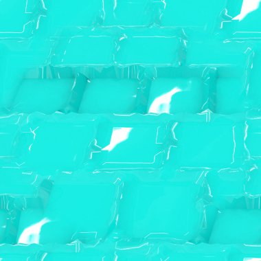 Turkuaz düz yüzey ve beyaz röfleler. Güzel, kusursuz turkuaz arka plan. Yatay olarak perspektife yerleştirilmiş bir kare karo.