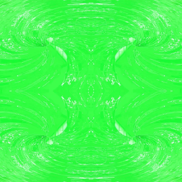 绿色表面 有白色的亮点和卷曲 美丽的绿色无缝背景与对称模式 一个弯曲的星系的视角 — 图库照片