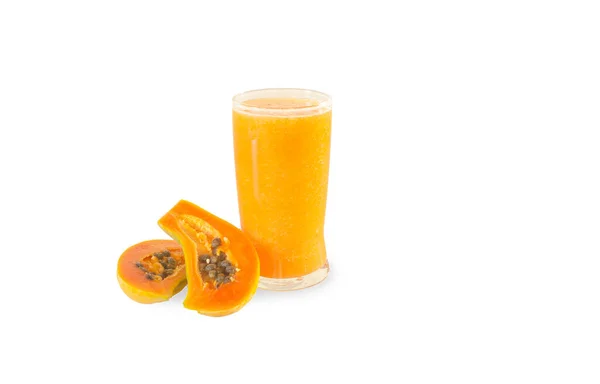 Reifer Papaya Saft Isoliert Auf Weißem Hintergrund — Stockfoto