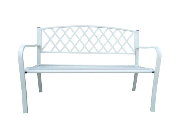 White Iron Bench Isolated White Background — Stock Photo, Image