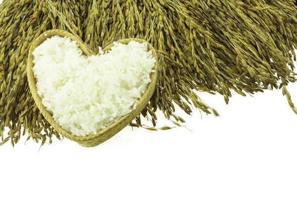 Heart Rice Kratib Isolated White Background — Stock Photo, Image