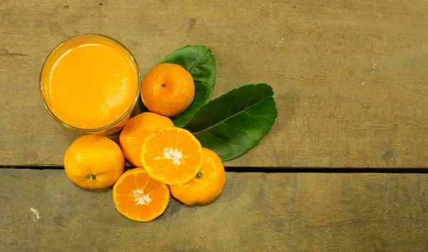 Orange Juice Placed Wooden Floor — Stock Photo, Image