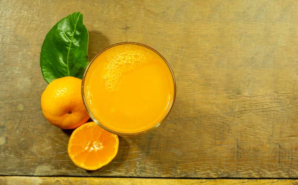 Orange Juice Placed Wooden Floor — Stock Photo, Image