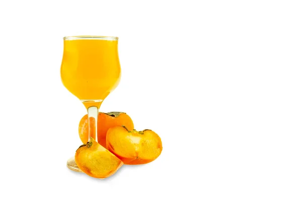 Persimmon Saft Isoliert Auf Weißem Hintergrund — Stockfoto