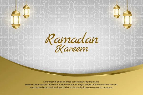Fondo Kareem Ramadán Con Lámpara Islámica Linternas Oro — Vector de stock