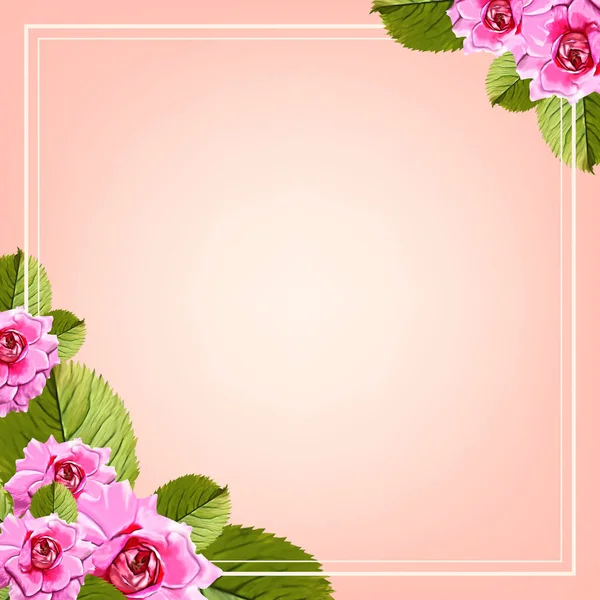 Beau Fond Floral Avec Des Roses Des Feuilles — Image vectorielle
