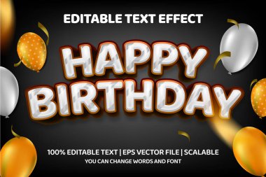 Balonlu ve balon vektör çizimli doğum günü posteri