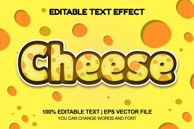 Peynir düzenlenebilir yazı tipi efekti ve sarı peynir arkaplanı