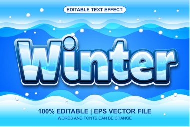 Kar tanesi ile kışın düzenlenebilir metin efekti