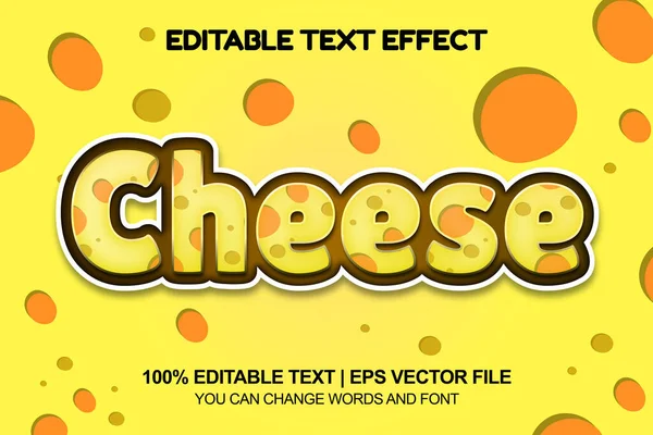 黄色奶酪背景的奶酪编辑文本风格效果 — 图库矢量图片